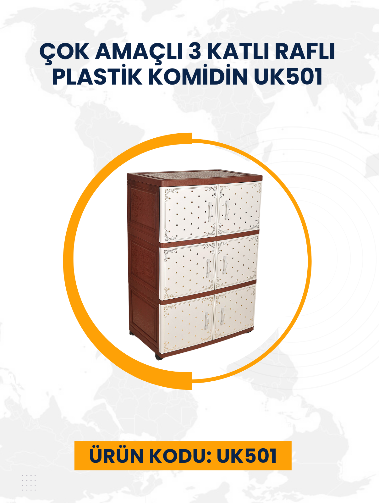 Çok Amaçlı 3 Katlı Raflı Plastik Komidin UK501