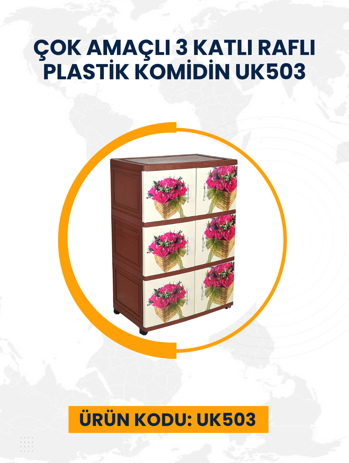 Çok Amaçlı 3 Katlı Raflı Plastik Komidin UK503