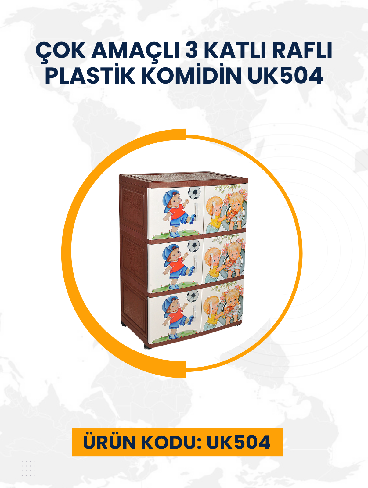 Çok Amaçlı 3 Katlı Raflı Plastik Komidin UK504