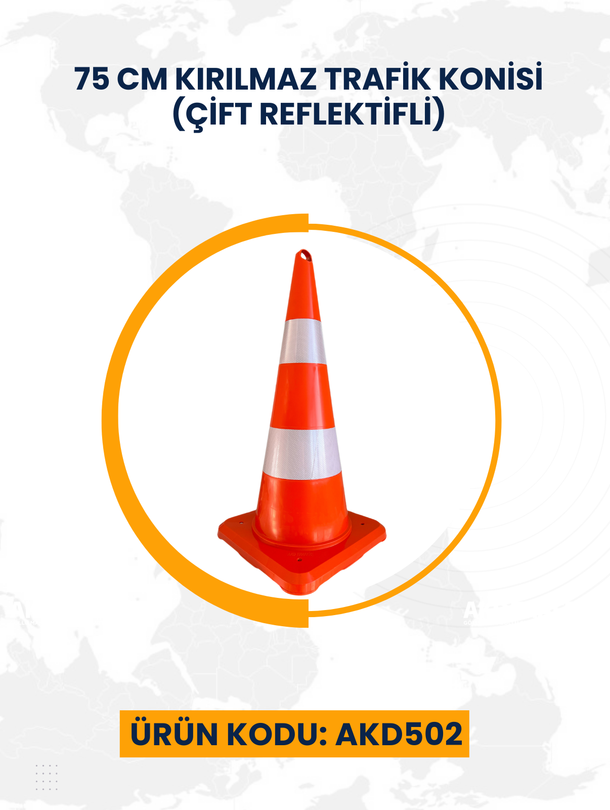 75 Cm Kırılmaz Trafik Konisi (Çift Reflektifli)