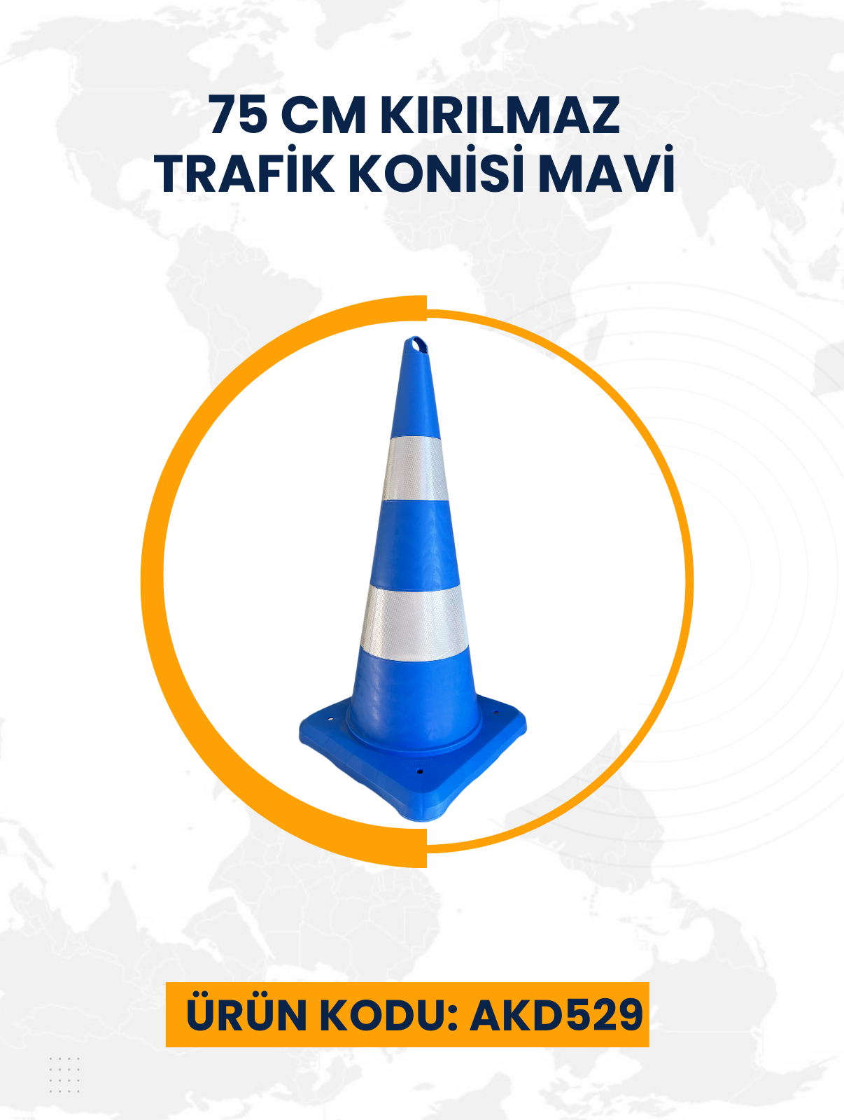 75 Cm Kırılmaz Trafik Konisi Mavi