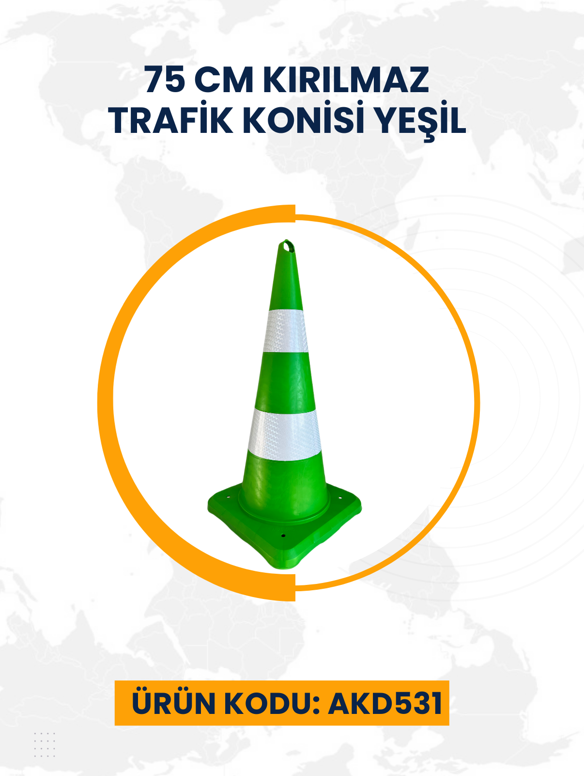 75 Cm Kırılmaz Trafik Konisi Yeşil