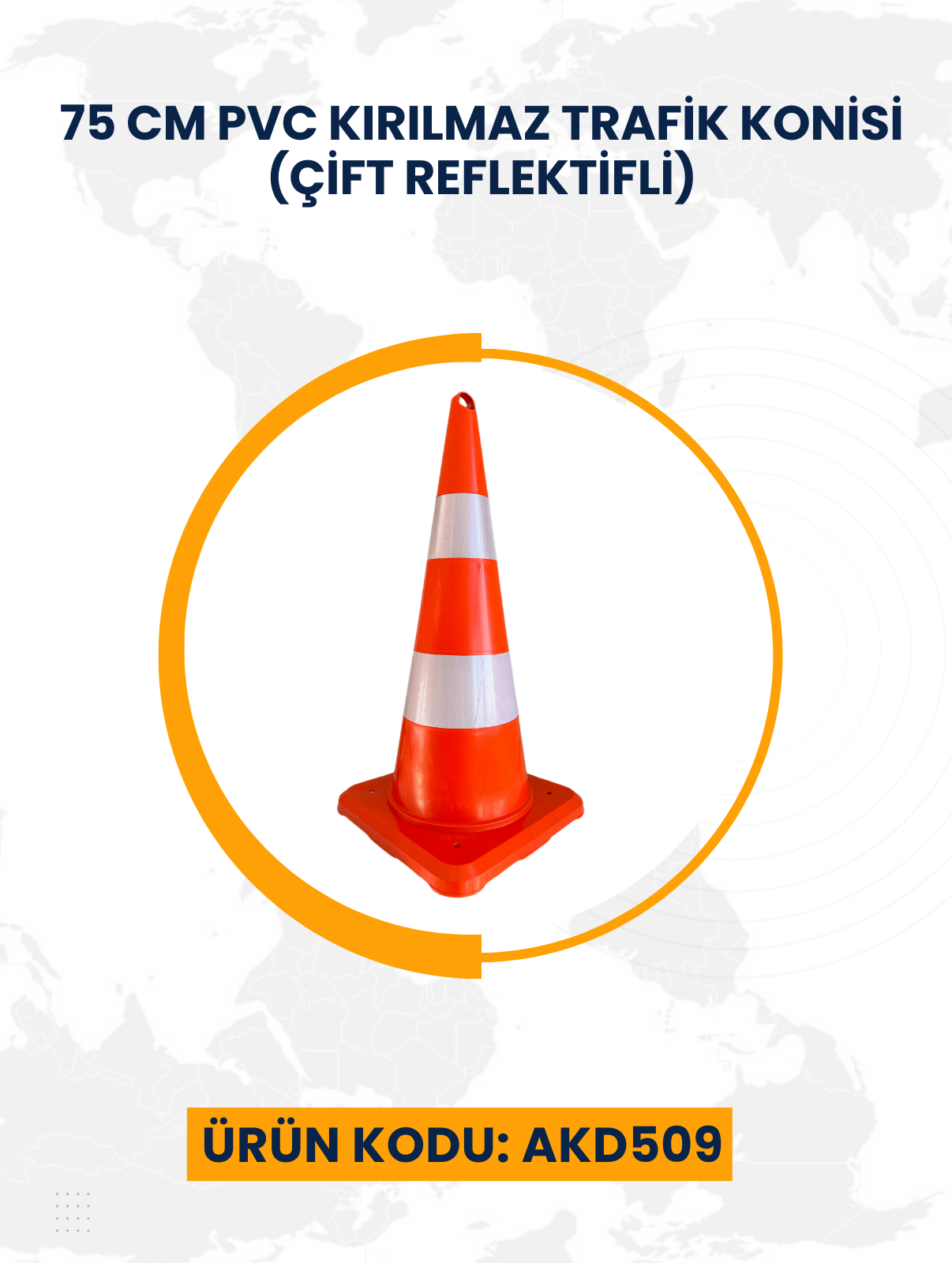 75 Cm PVC Kırılmaz Trafik Konisi (Çift Reflektifli)