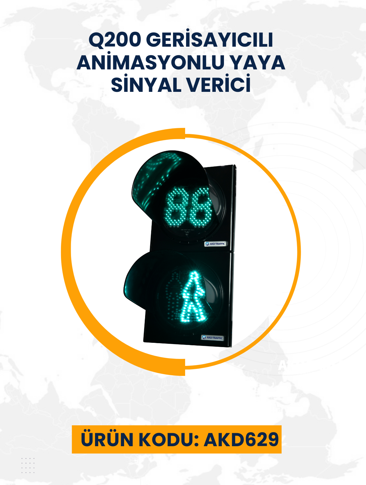 Q200 Gerisayıcılı Animasyonlu Yaya Sinyal Verici