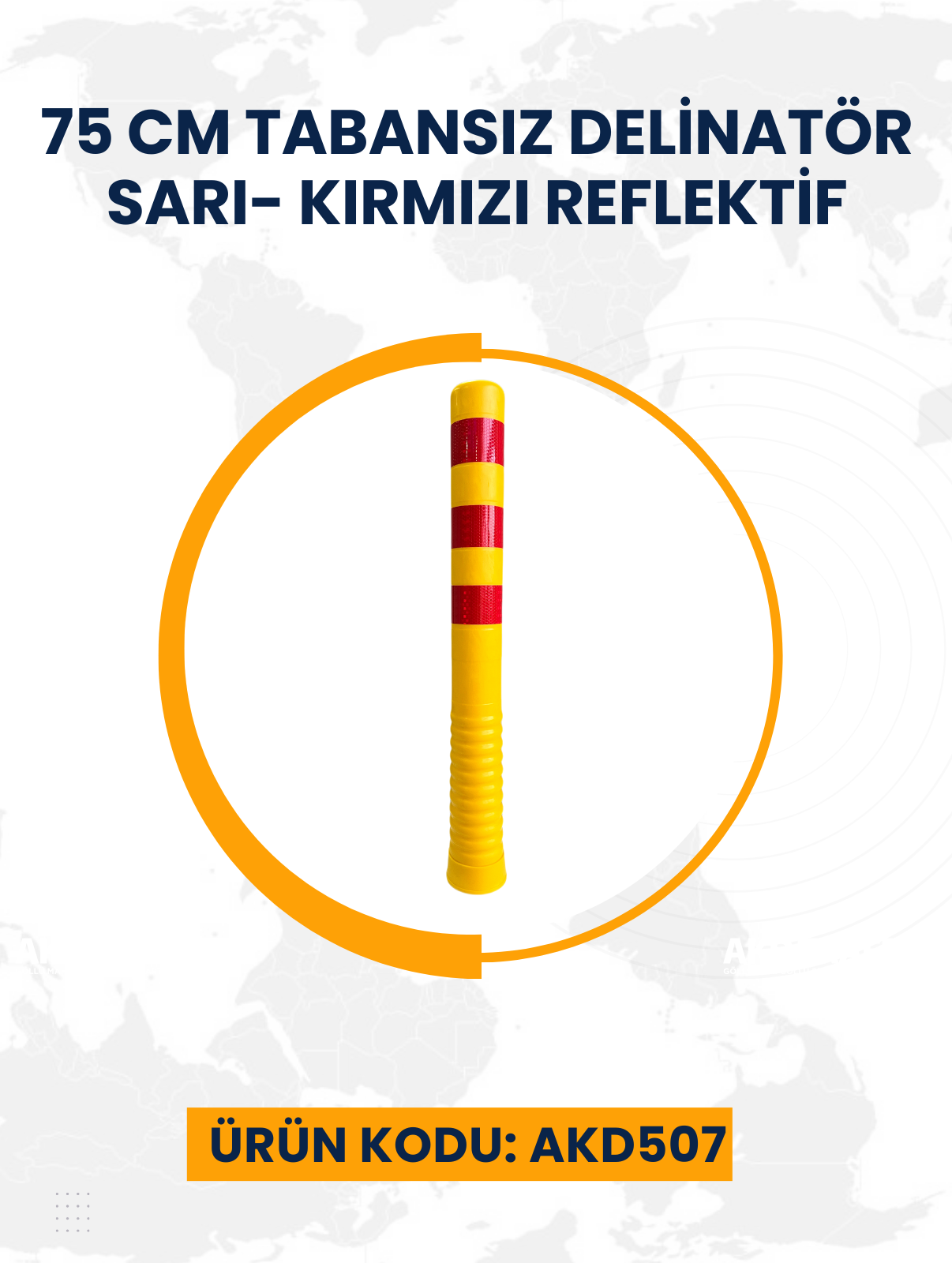 75 Cm Tabansız Delinatör Sarı- Kırmızı Reflektif